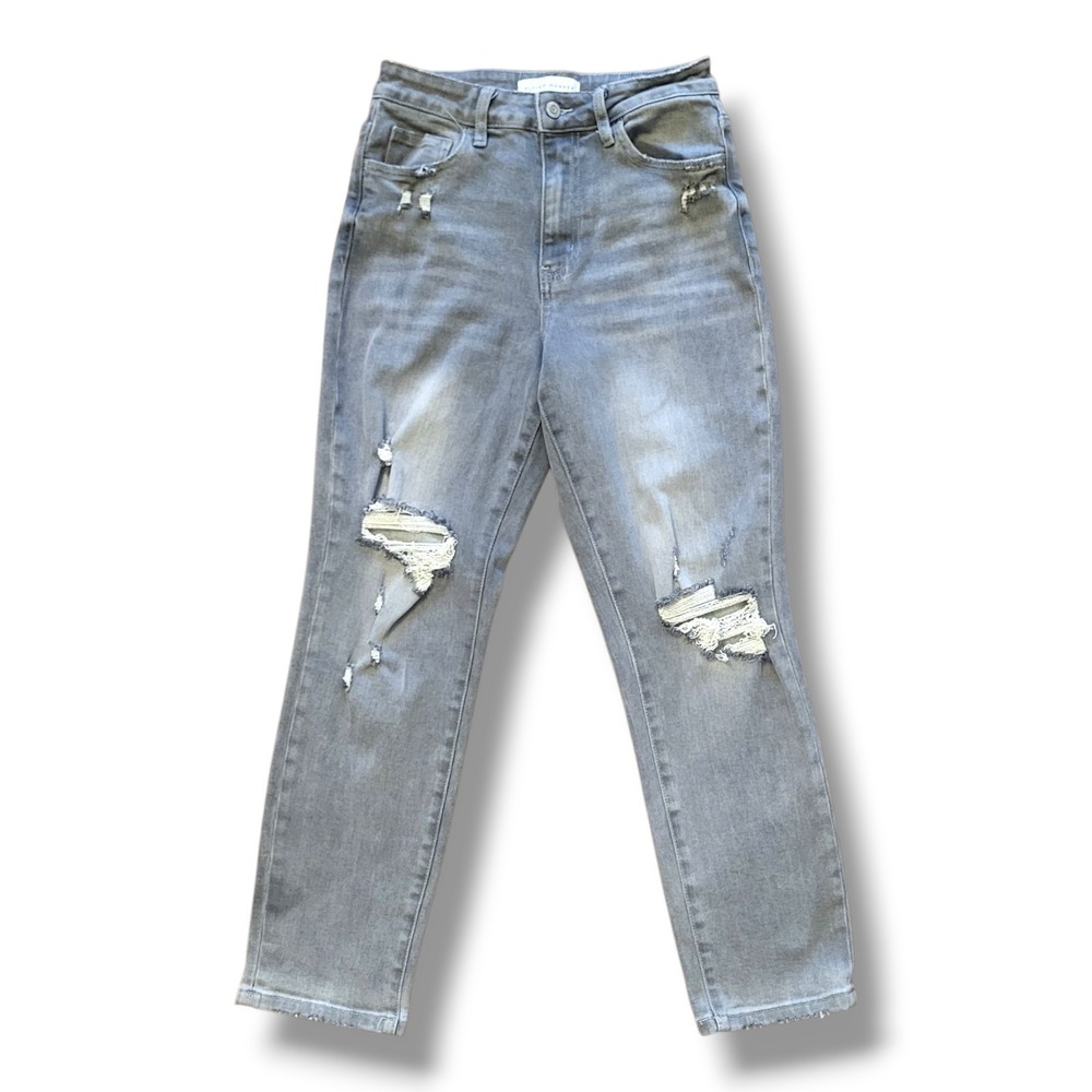 Flying Monkey Gray Distressed Skinny Jeans Women's 26 High Rise Stretch F4636